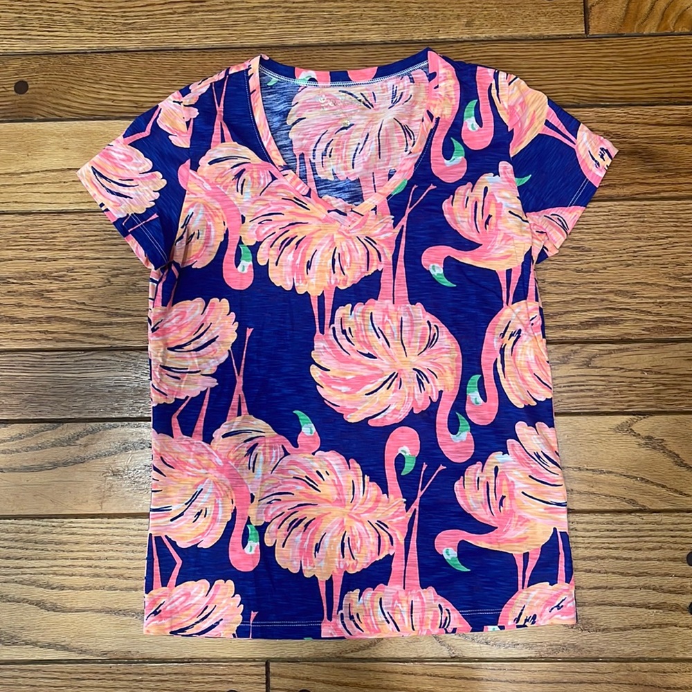 Lily Pulitzer Flamingo V-Neck, Medium